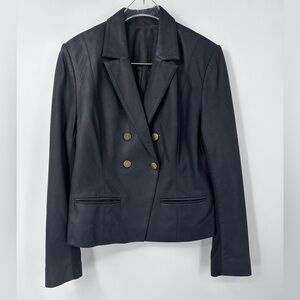 Savi Lamb Leather Blazer Nappalon Double Breasted Coat Womens Medium | P112